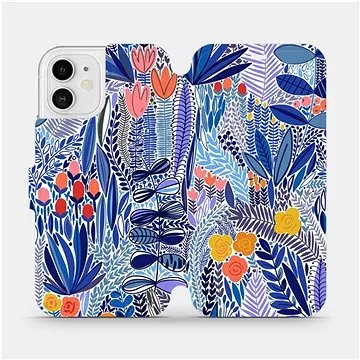 Flip pouzdro na mobil Apple iPhone 12 - MP03P Modrá květena (5903516760916)