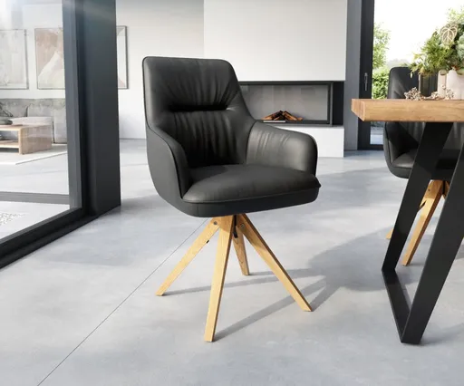 Jídelní židle Zelia-Flex dřevěná podnož hranatá pravá kůže