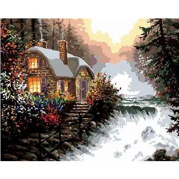 Zuty - Malování podle čísel - DŮM U KRAJE ŘEKY (NORTHERN PROMOTIONS), 80x100 cm, vypnuté plátno na r (HRAmmb04227nad)