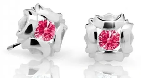 Cutie Jewellery Slušivé dětské náušnice z bílého zlata C2216-30-X-2 fuchsiová