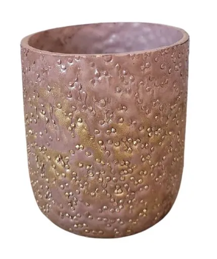 Růžovo-zlatý skleněný svícen Tobri – Ø 8*9 cm Light & Living