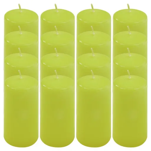 Světle zelená parafínová svíčka 10 cm, 20h hoření sada 16 ks
