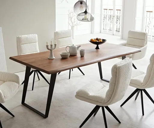 Jídelní stůl Edge 200x100 Akácie tmavá Metal Sloping