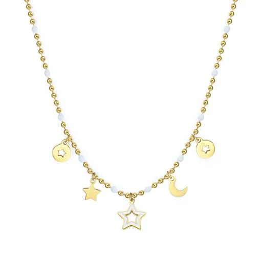 S'Agapõ Pozlacený ocelový náhrdelník s přívěsky Vibes SVB04