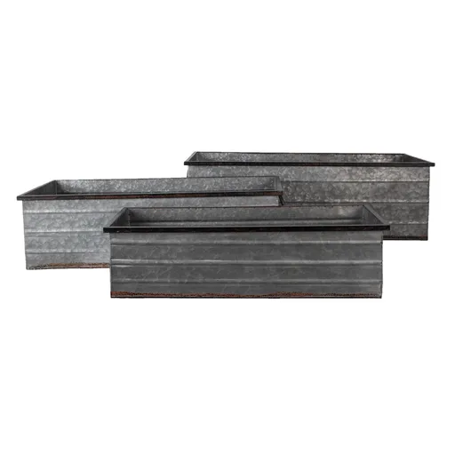 Šedé dekorativní kovové boxy (3 ks) - 65*32*20 / 59*27*17 / 53*22*14 cm Clayre & Eef