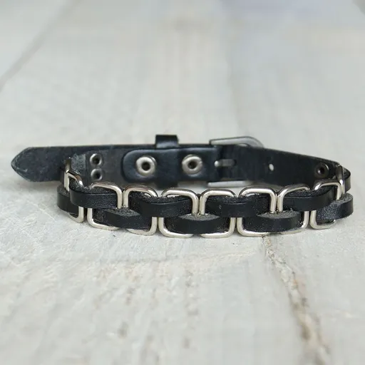 Černý náramek se stříbrným lemováním - Ø 6-8 cm Clayre & Eef