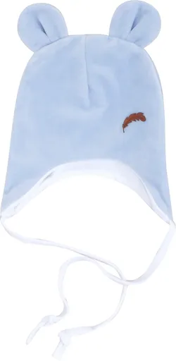 Z&Z Velurová čepice na zavazování s oušky, modrá, 68/74