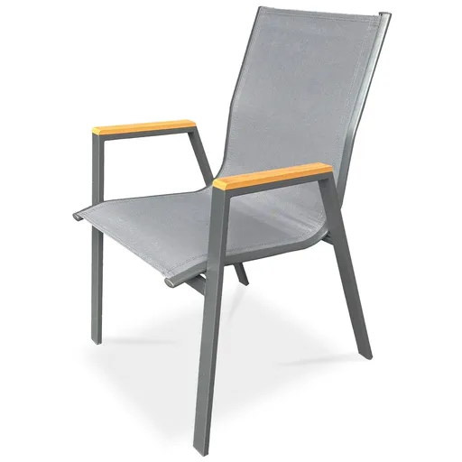 Autronic Zahradní židle, kov, textil, šedá, AZC-S1050 GREY
