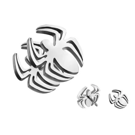 Ocelový falešný piercing do ucha ve tvaru pavouka