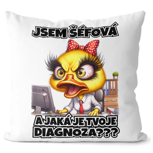Polštář Šéfová - diagnóza (Velikost: 40 x 40 cm)