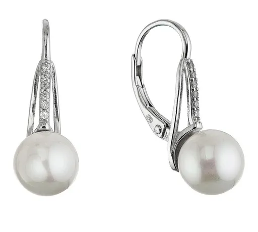 Evolution Group - Pavona Stříbrné visací náušnice se zirkony a shell perlou 11687.1