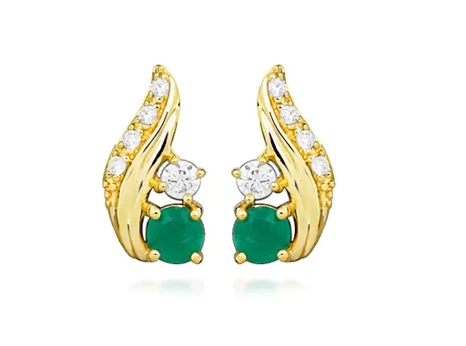Silver Cat Pozlacené náušnice s kubickými zirkony a smaragdem SC544