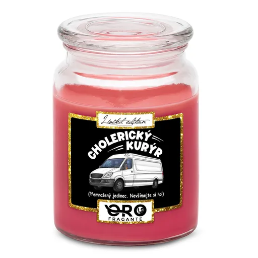 Svíčka Cholerický kurýr (Vůně svíčky: Višně v čokoládě)