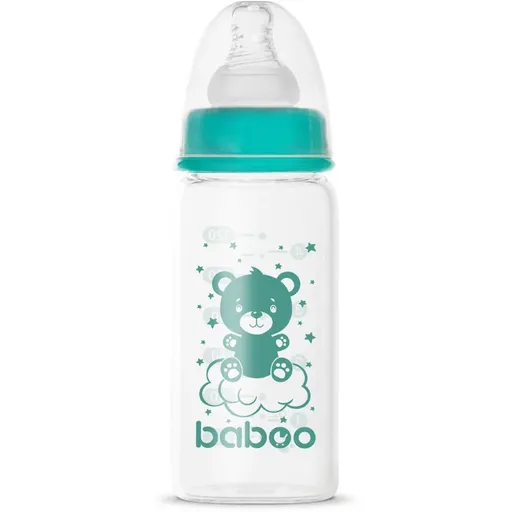 Baboo Anti-colic Glass Feeding Bottle Narrow Neck skleněná kojenecká láhev 0m+ 120 ml