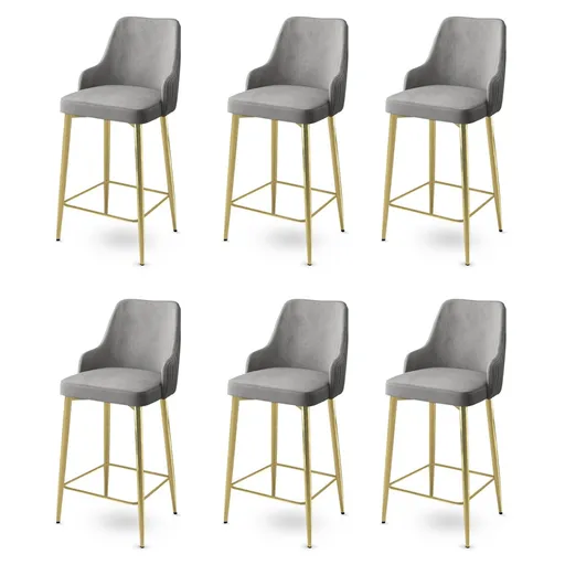 Bar Stool Set (6 Pieces) Enox - Grey, Gold