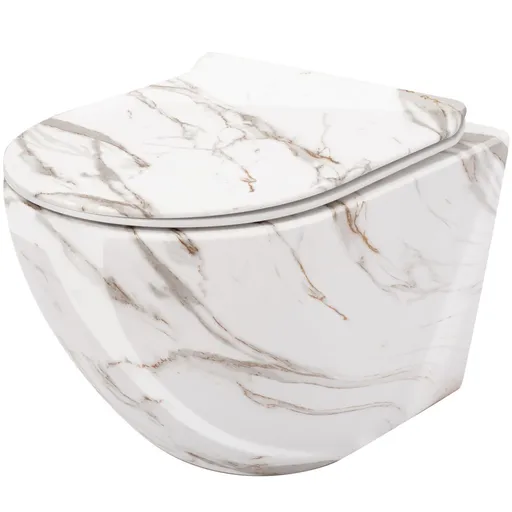 REA Závěsná WC mísa včetně sedátka RIMLESS Carlos Slim Lava Shiny lesk REA-C0536