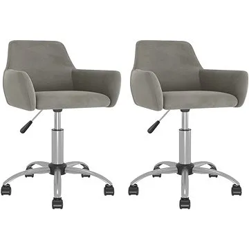 Otočné jídelní židle 2 ks světle šedé samet, 331074 (331074)