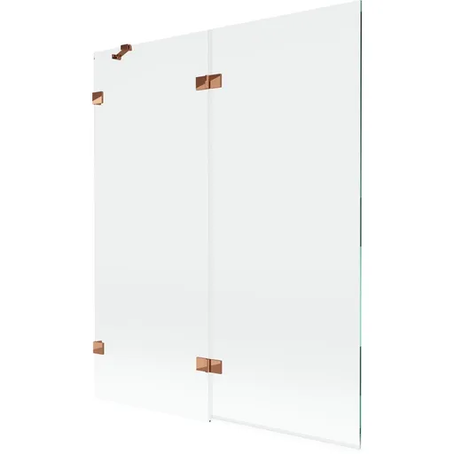 MEXEN/S Lunar vanová zástěna 2-křídlová levá 140 x 150, transparent, růžové zlato 897-140-100-60-00-L