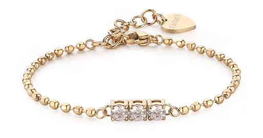 S'Agapõ Pozlacený kuličkový náramek s čirými zirkony Dazzly SDZ27