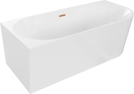 MEXEN/S Mia volně stojící rohová vana levá 180 x 80, bílá, sifon a přepad měď kartáčovaná 52691808000L-65