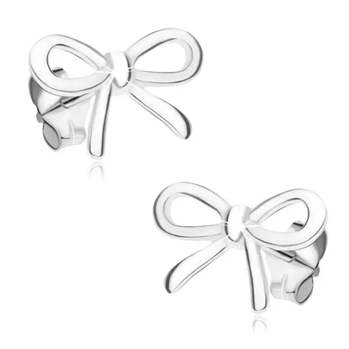 Stříbrné 925 puzetové náušnice, mašlička