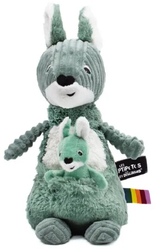 PTIPOTOS Plyšový klokan Allezou zelený - máma s miminkem