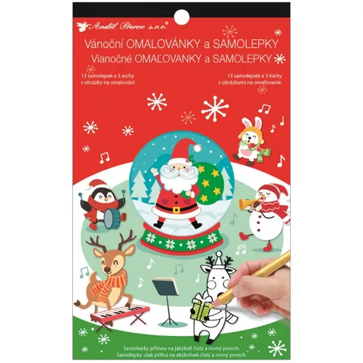Samolepky a omalovánky vánoční 14 x 23 cm, Santa