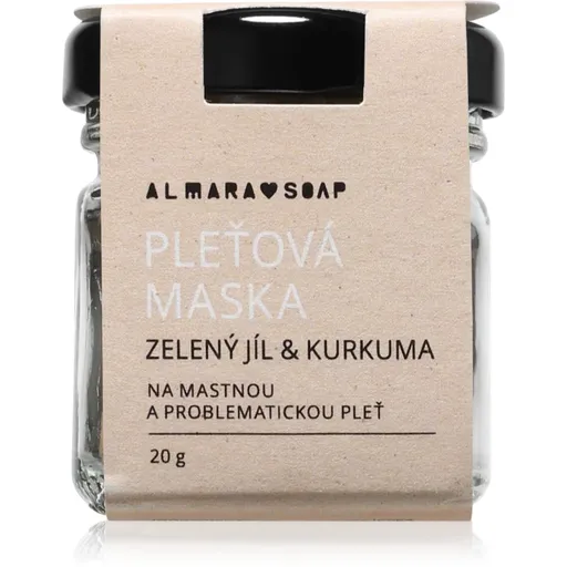 Almara Soap Face Green Clay & Turmeric čisticí pleťová maska pro mastnou a problematickou pleť 20 g