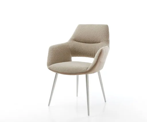 Jídelní židle Yago-Flex s područkami mix materiálů béžová