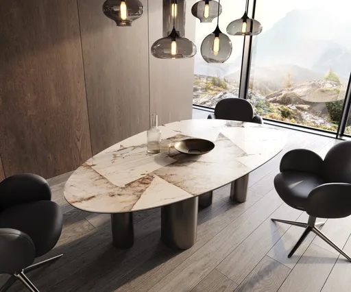 Jídelní stůl Edge oválný 220x120 keramika Patagonia Lappato