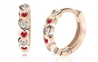 Cutie Jewellery Dětské kruhové náušnice z růžového zlata C3339-80-X-4 červená