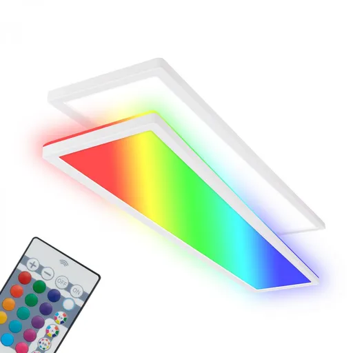 BRILONER Tava LED stropní svítidlo, dálkový ovladač, RGB, ploché, stmívatelné, bílé 7540016