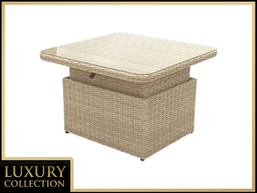 DEOKORK Ratanový stůl výsuvný jídelní/odkládací 100 x 100 cm MALIBU (cappuccino)