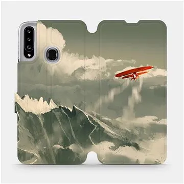 Flipové pouzdro na mobil Samsung Galaxy A20S - MA03P Oranžové letadlo v horách (5903516397761)