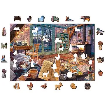 Woden City Dřevěné puzzle Útulná chata 2v1, 505 dílků eko (CS 505-0145-L)