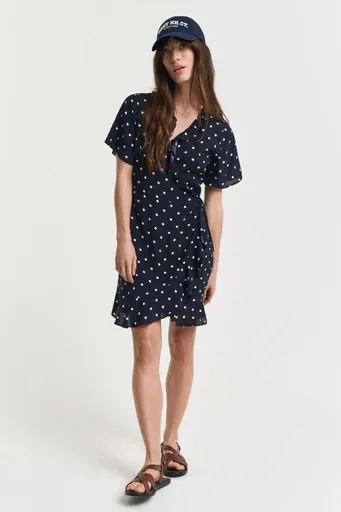 ŠATY GANT REG DOT PRINT FRILL DRESS EVENING BLUE