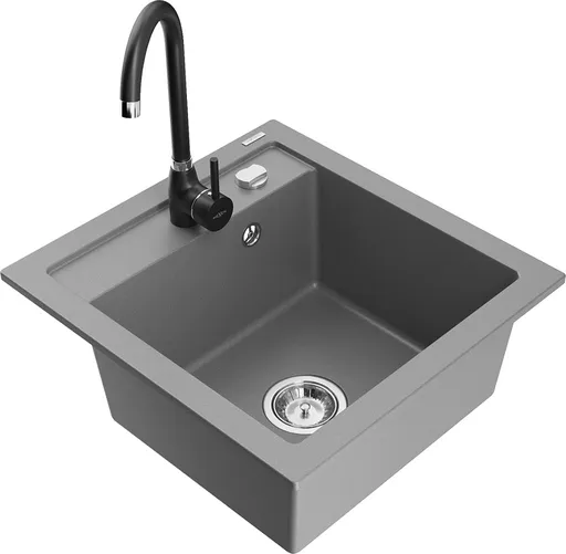 MEXEN/S Vito granitový dřez včetně baterie Telma, šedá 6503-71-670200-70