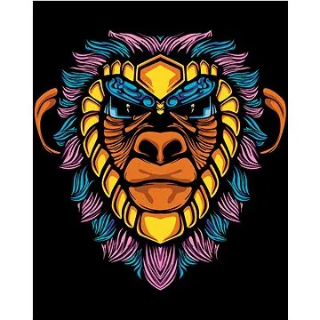 Abstraktní barevná gorila, 80×100 cm, bez rámu a bez vypnutí plátna (6043922)