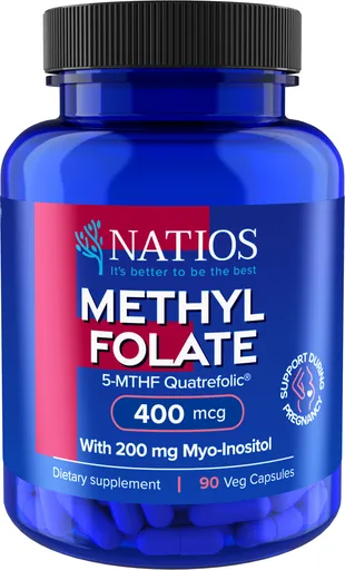 Natios Methyl Folate - Aktivní kyselina listová 400 mcg 90 veganských kapslí