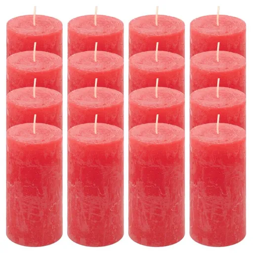 Červená parafínová svíčka rustikální 10 cm, 25 h, sada 16 ks