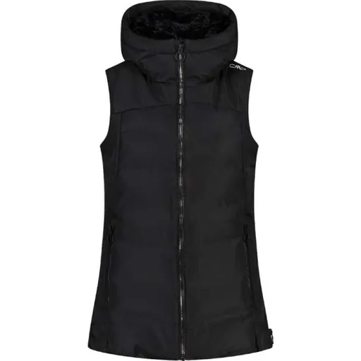 CMP WOMAN VEST FIX HOOD Dámská zateplená vesta, černá, velikost