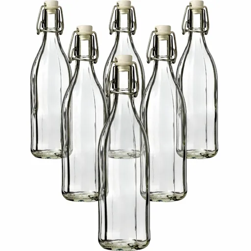 Skleněná láhev s clip uzávěrem, 1 l, 6 ks, 1 l