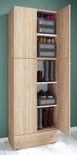 VCM Botník Lona XXL s otočnými dvířky se zásuvkou, dub sonoma