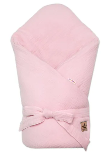 Baby Nellys Mušelínová zavinovačka na zavazování, růžová