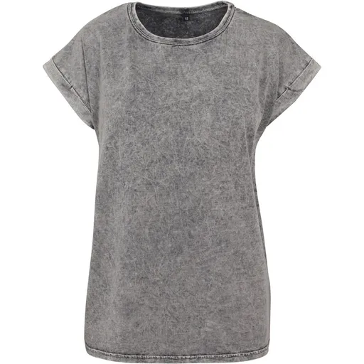 Build Your Brand Ležérní dámské tričko Acid Washed - Šedá / černá | XL
