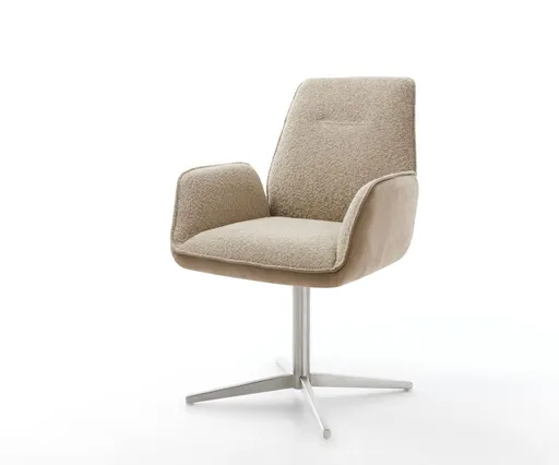 Jídelní židle Zoa-Flex mix materiálů béžová podnož nerezová