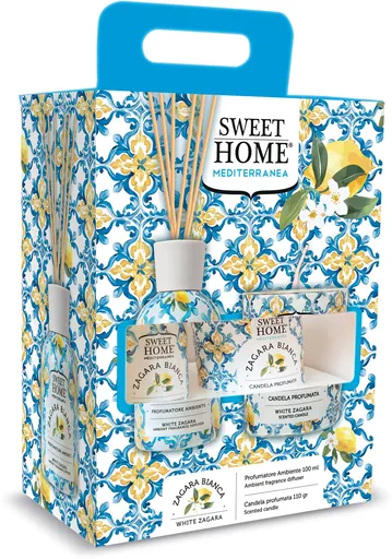 Sweet Home Collection Dárková sada aroma difuzéru se svíčkou White Zagara