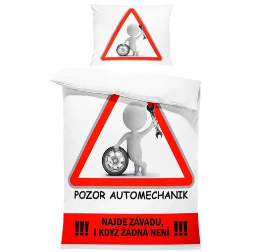 Povlečení Pozor automechanik (Rozměr : 1x140/200 + 1x90/70)