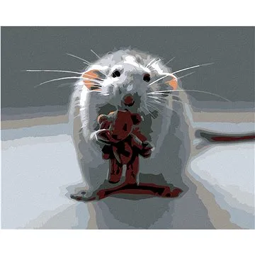 Malování podle čísel - Bílá myška s méďou (HRAmal00614nad)