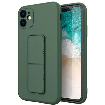 Kickstand silikonový kryt na iPhone 11 Pro Max, tmavězelený (WOZ40185)